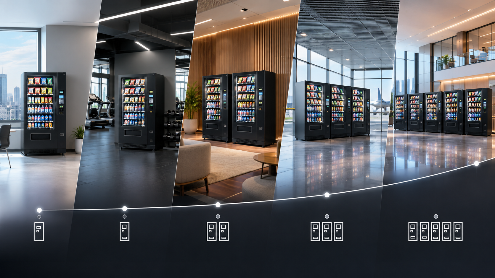Modern vending machines in multiple premium locations